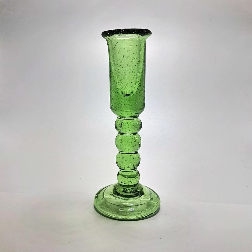 Hand Blown 1959 Green Jamestown Glass Candle Holder